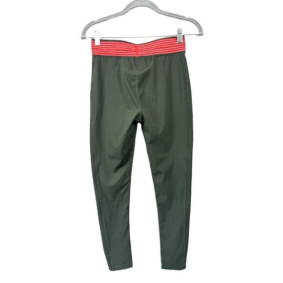 Free People FP Movement Leggings Hunter Green Red Banded Waist sz small pocket - Picture 2 of 8
